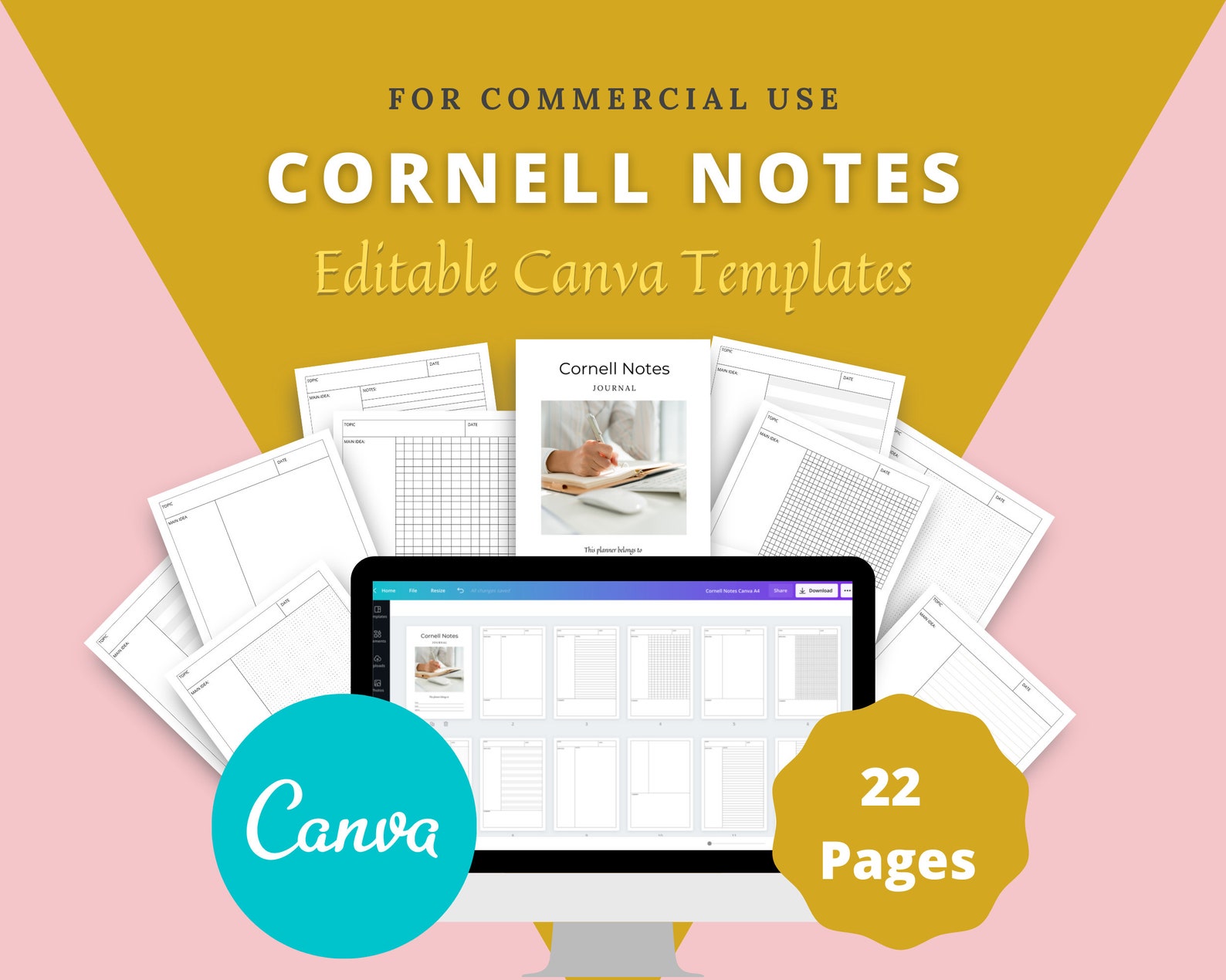 Editable Cornell Notes In Canva Canva Template Pack Etsy