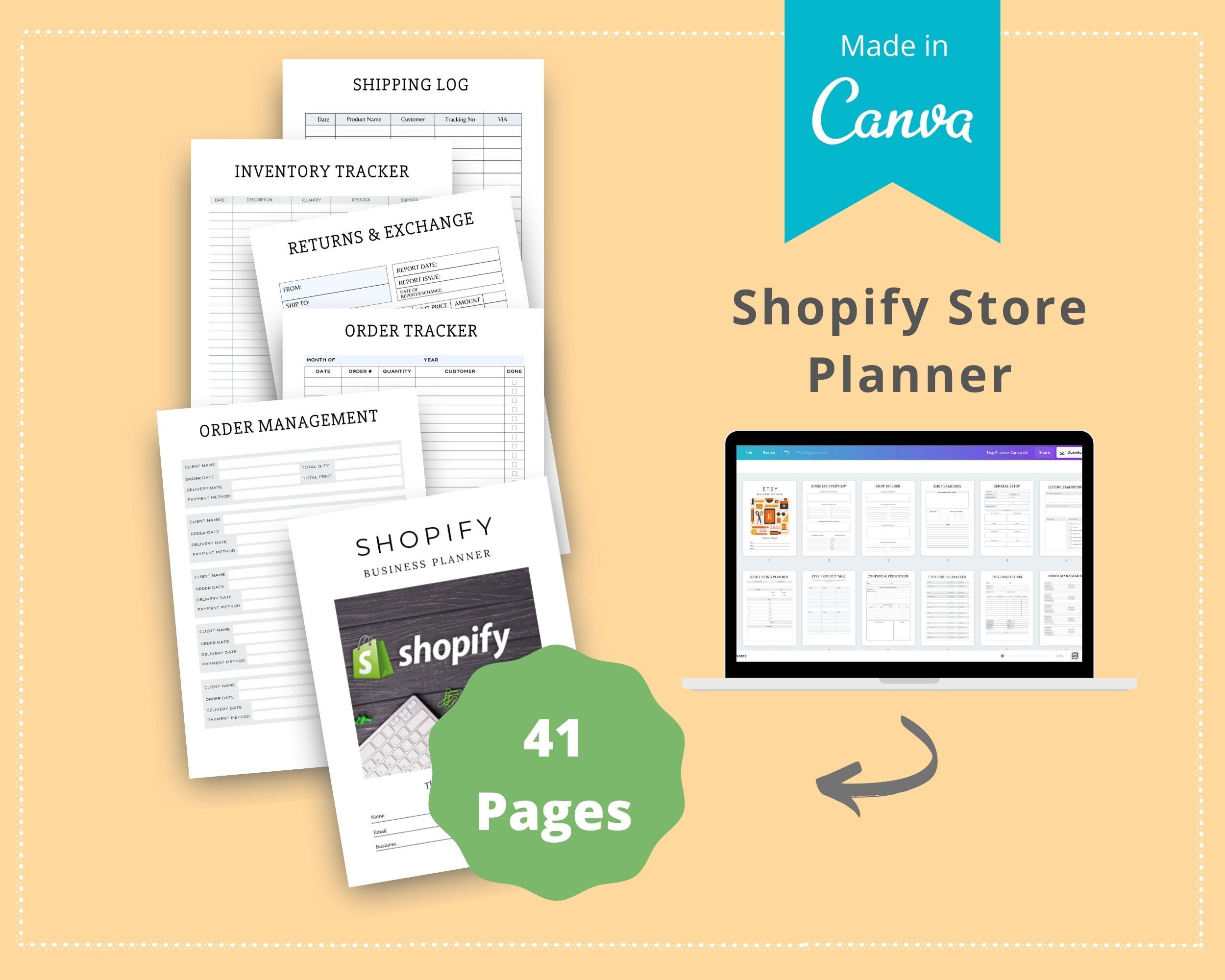 Editable Shopify Store Planner in Canva Canva Templates - Etsy