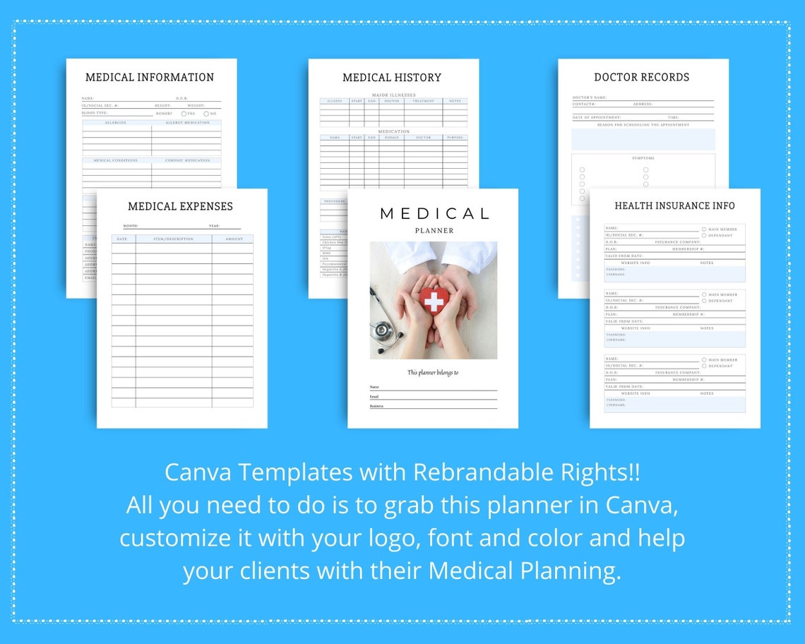 Editable Medical Planner in Canva Canva Template Pack Etsy