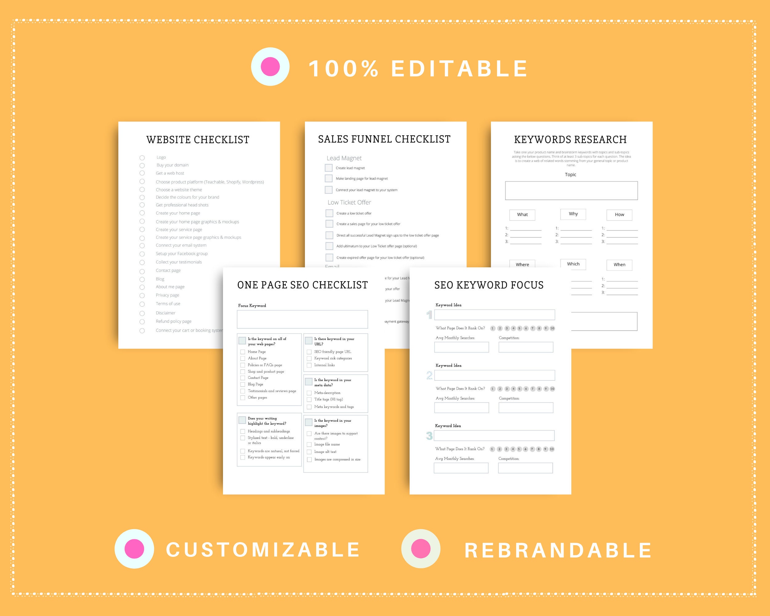 Editable Website Planner Templates in Canva Canva Template Etsy