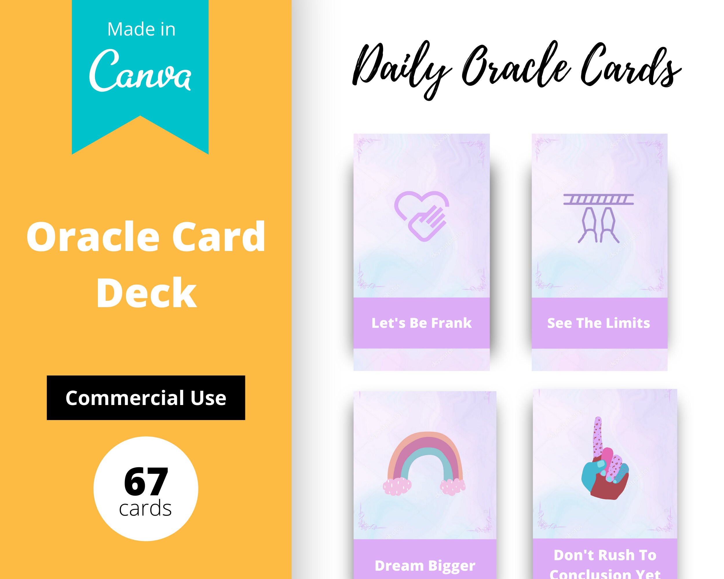 Daily Oracle Card Deck Editable 67 Card Deck In Canva Size Etsy