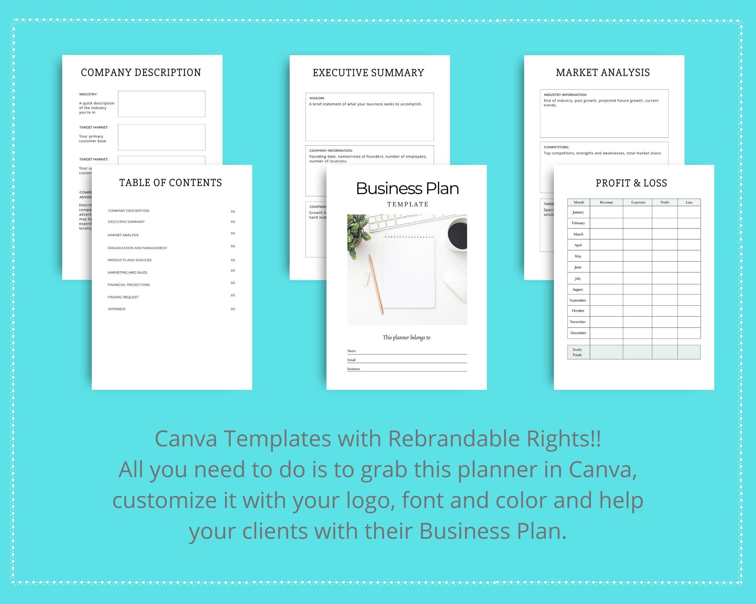 business plan templates canva