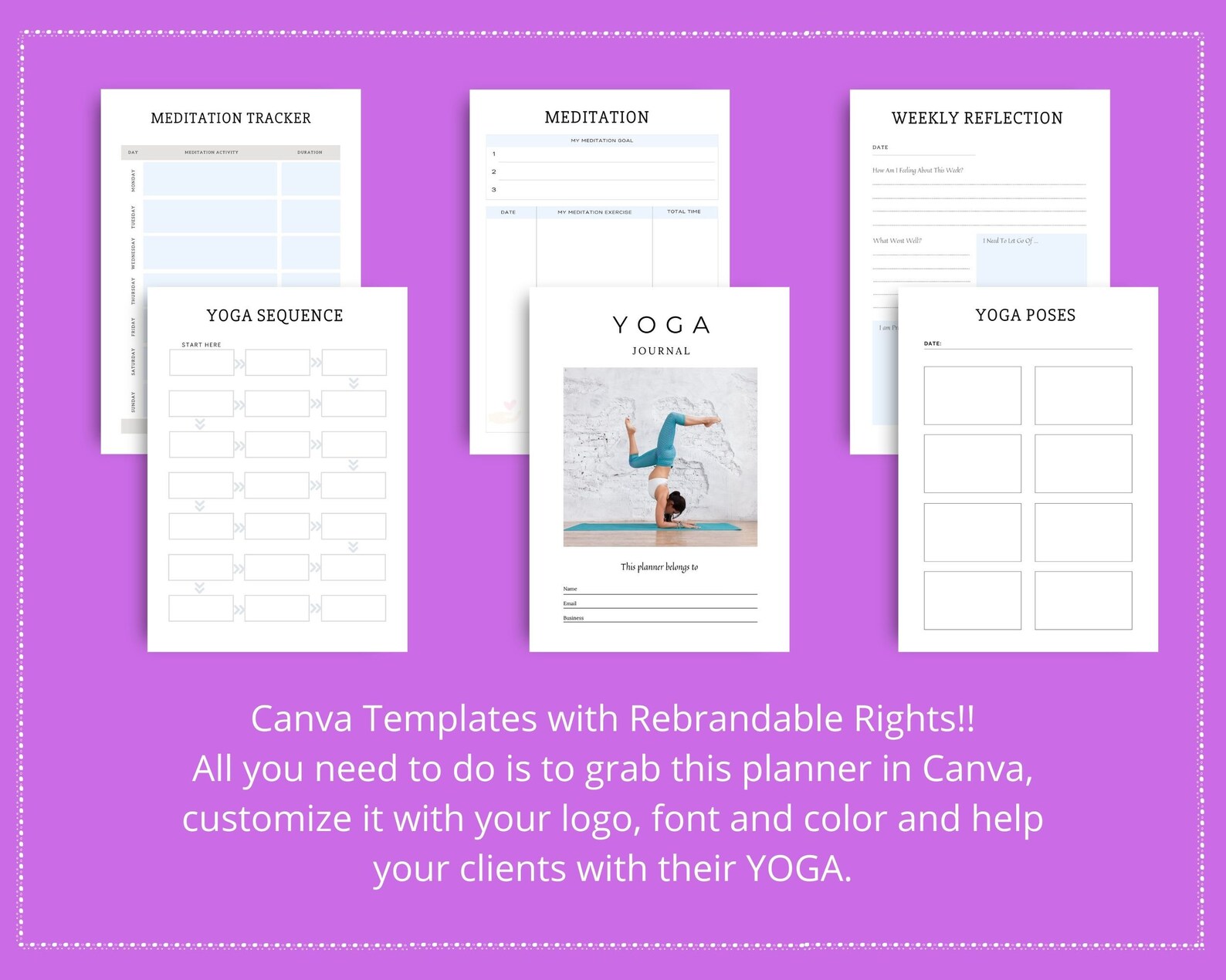 Editable Yoga Journal in Canva Canva Template Pack Yoga - Etsy UK