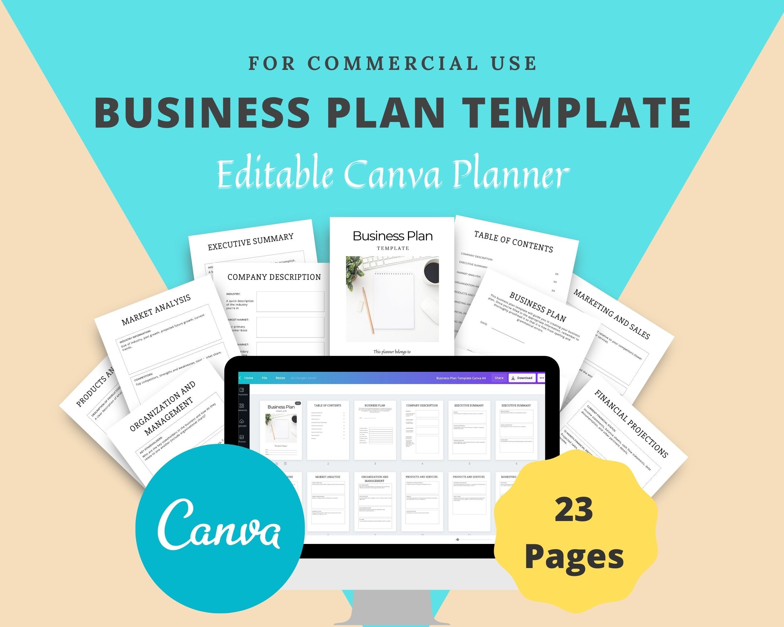 Editable Business Plan Template in Canva Canva Template Pack Etsy UK