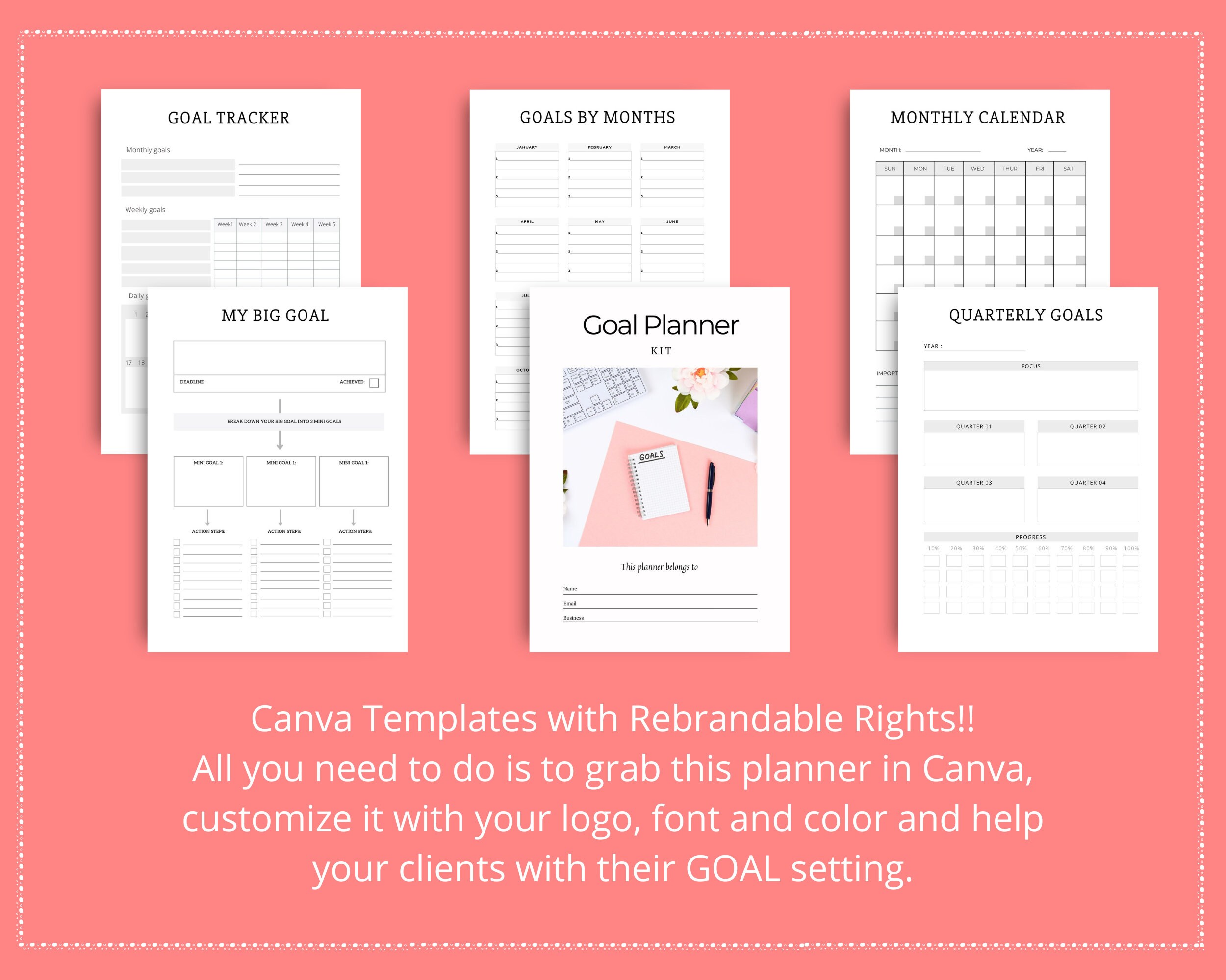Editable Goal Planner in Canva Canva Template Pack Goal | Etsy