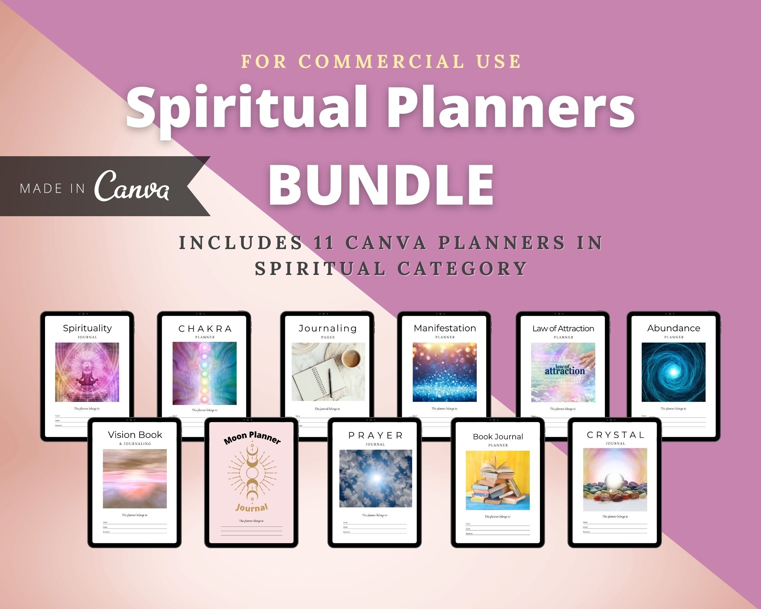 BUNDLE of 11 Spiritual Planners in Canva Customizable Etsy