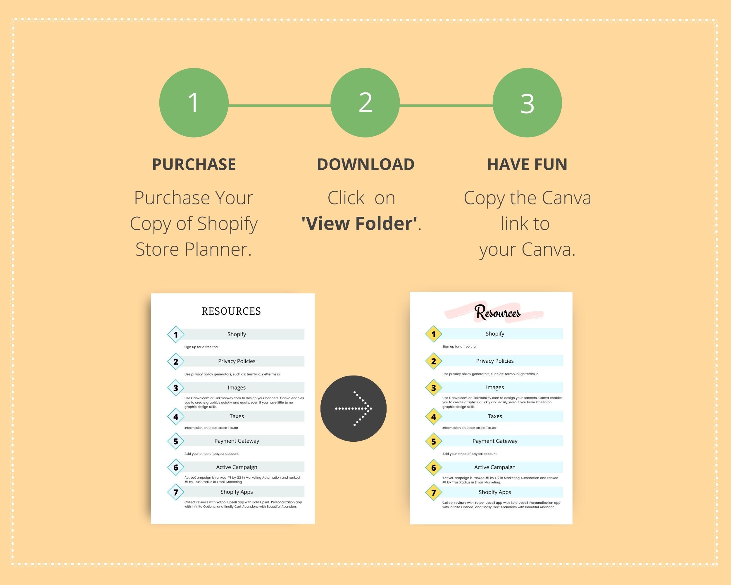Editable Shopify Store Planner in Canva Canva Templates | Etsy