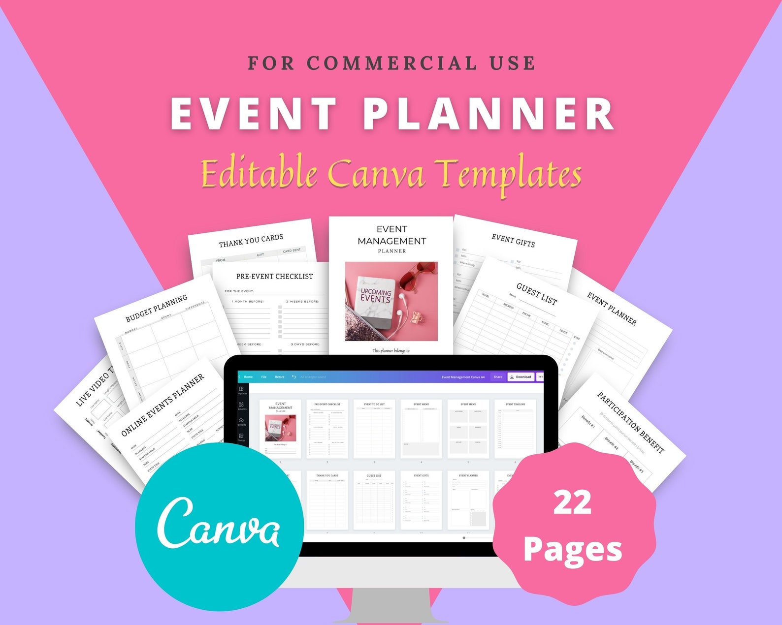 Editable Event Management Planner in Canva Canva Template Etsy
