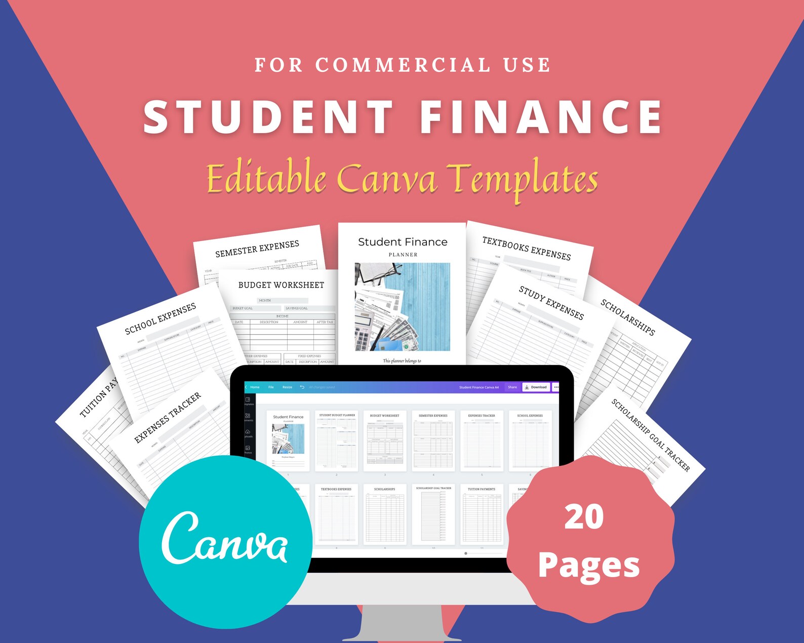 Editable Student Finance Planner In Canva Canva Template Etsy