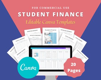 college student planner pdf Editable Student Finance Planner in Canva | Canva Template Pack | Finance Planning Academic Canva | Commercial Use