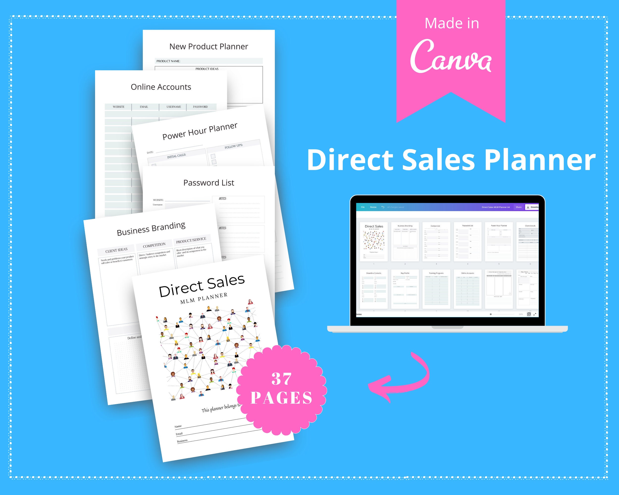 Editable Direct Sales Planner in Canva Canva Template Pack Etsy