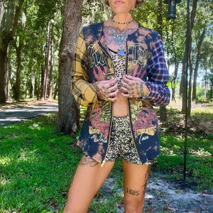 Cardigan Rock Tour Upcycle avec fermeture éclair