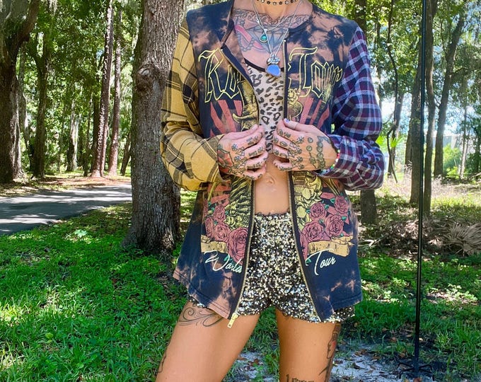 Rock Tour Upcycle Cardigan w Zipper