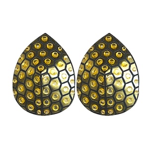 HONEYCOMB Gold Foil & Crystal Intricate Design Gold Nipple Pasties, Covers for Festivals, Carnival Raves Burlesque Lingerie