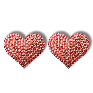SWEET CHEEKS Pink or Silver Gem Heart  Nipple Pasties, Covers  (2pcs) for Burlesque Raves Lingerie and Festivals