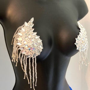 WARRIOR PRINCESS Teardrop Crystal Pasty, Beaded Tassel Nipple ...