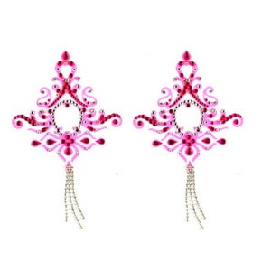 Jasmine PINK  Rhinestone  & Crystal Intricate Nipple Pasties, Covers  (2pcs) for Burlesque Raves Lingerie and Festivals