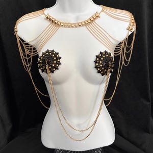 GOUDEN KRAAG Gouden kettingkraag/lichaamssieraden voor lingerierave burlesque festivals