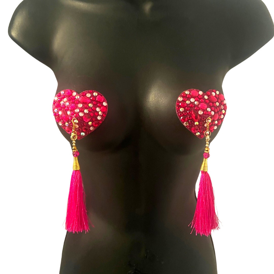 Pink Sequin Heart Nipple Pasties – Extasy