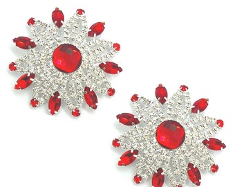 CABARET - Cache-tétons floraux en strass et rubis, housses pour festivals, lingerie burlesque pour les raves du carnaval