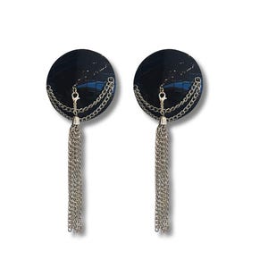 BLACK BETTY Faux Croc and Silver Chain Nipple Pasties, Pasty, Covers (2 PCS)