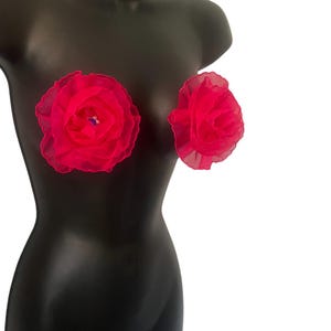 FLEUR TEASE -  Beautiful Yellow or Hot Pink Flower Nipple Pasties Covers (2pcs) with beaded centre. Large!