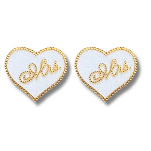 MRS ROBINSON Bridal Heart Gold & White Nipple Pasties, Covers (2pcs) for Burlesque Raves Lingerie and Festivals