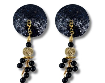 GLITTER GODDESS (5 Colour options!)  Nipple Pasties Covers (2pcs) with Removable Tassels