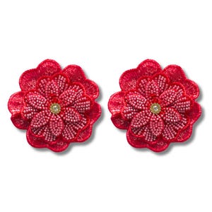 BLOSSOM BEAUTIES - Perlen Nipple Pasties Cover mit Blumen Stickerei (2 Stück) Groß! (3 Farben: Hot Pink, Gelb oder Hellrosa)