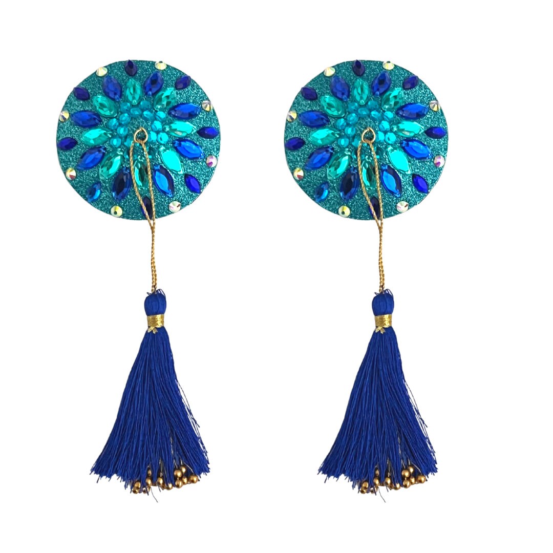 BLUE BYYOU Aqua and Blue Nipple Pasty, Nipple Cover 2pcs With Blue and