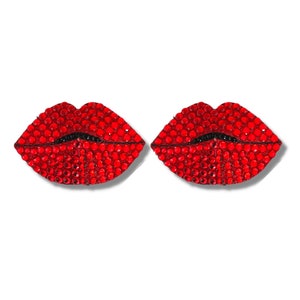 HOT LIPS Red Glitter Lips Nipple Pasties, Covers  (2pcs) for Burlesque Lingerie Raves Festivals