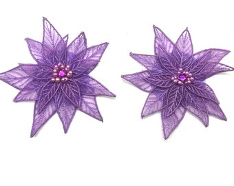 LOVELACE Fleur en dentelle violette avec cristaux et perles en pâte à tétons, housse pour les festivals de lingerie Carnaval Rave burlesque