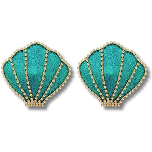Cubrepezones AQUA VITA con purpurina y diamantes de imitación (2 unidades) para lencería burlesca, fiestas y festivales.