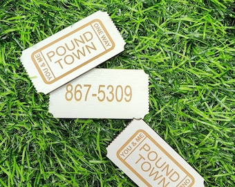 Bilet w jedną stronę do Pound Town, prezent żartobliwy, prezent dla dorosłych, zabawny prezent, prezent walentynkowy - BIAŁY