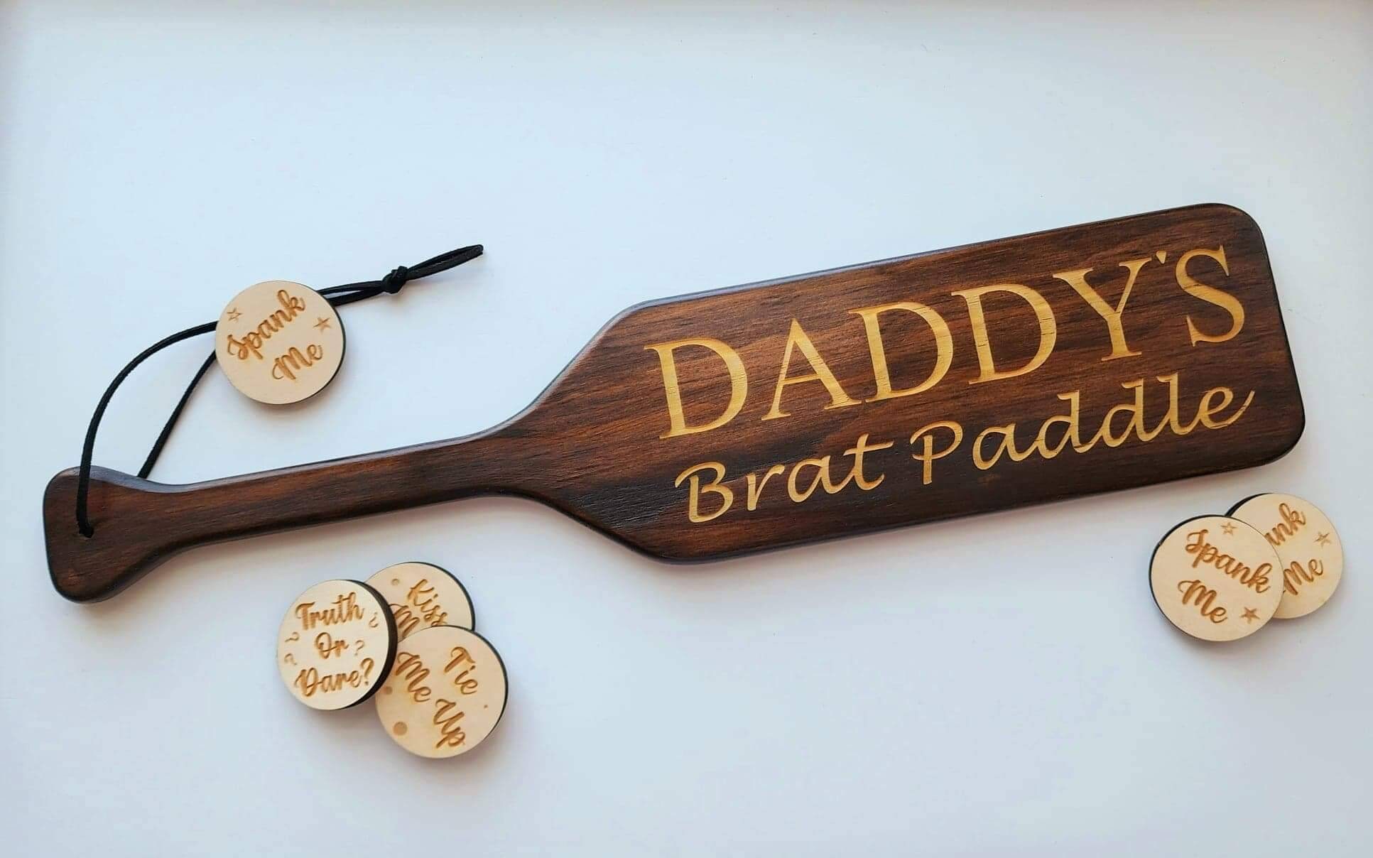 Heavy Hardwood Engraved Spanking Paddle, BDSM Toy Wooden Paddle – Toasty  Contraptions