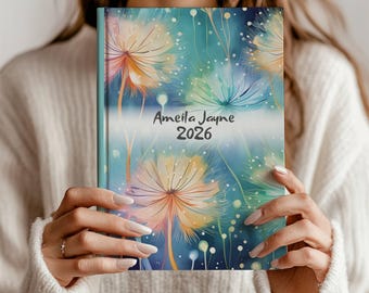 Personalized Floral Journal, Quilled Flower Notebook, Spring Pink Bloom Diary