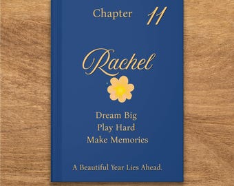 Personalized Floral Cat Journal & Notebook with Inspirational Quotes, 'Rachel' Chapter 11 Dream Big Play Hard, Unique Gift for Her