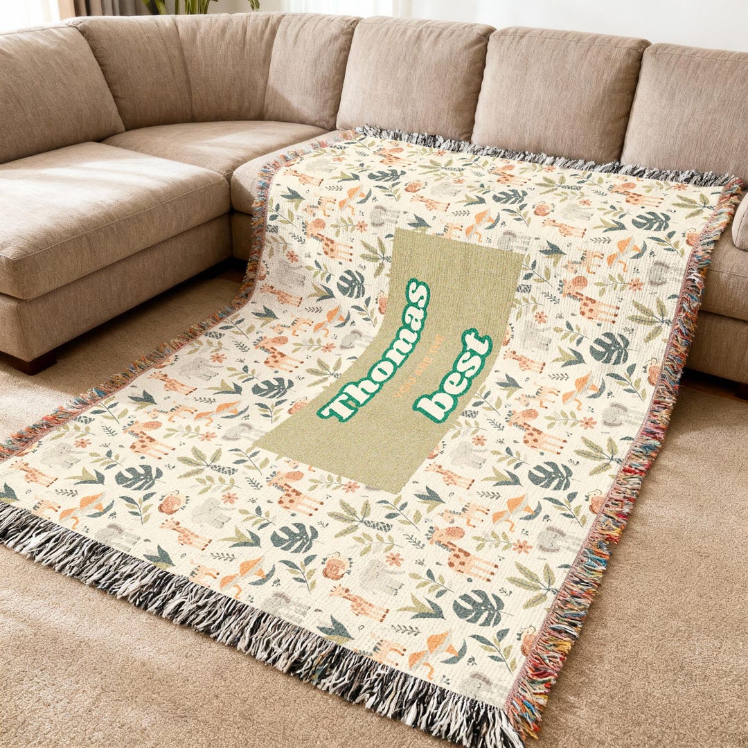 Personalized Safari Animals Baby Blanket, Custom Name Nursery Throw for ...