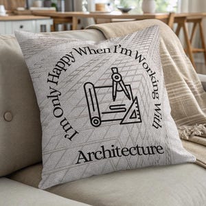 Architecture Lover Pillow, Pillow and Pillow Case, Architect Gift, Drafting Tools Design, Building Design, Architecture Student Present