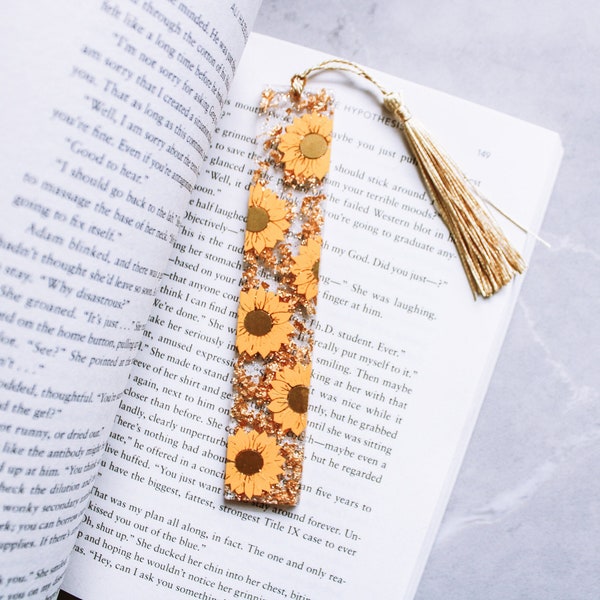 Sunflower Resin Bookmark