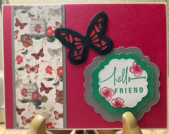 Hello friend butterfly card