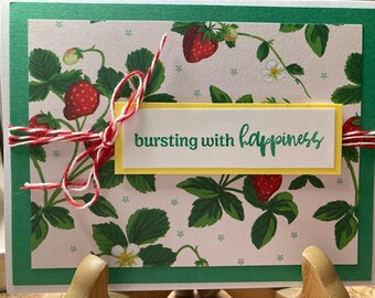Bursting with happiness strawberry card