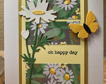 Handmade Daisy Birthday Greeting Card, Floral Friendship Card