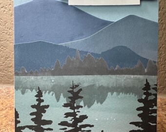 Mountain Lake Greeting Card - Emerson Quote, Serene Landscape