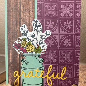 Grateful card, autumn card, note card, harvest card, friendship card, thank you card, handmade card