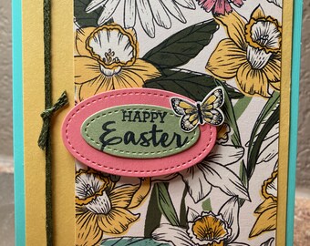 Daffodils Easter Card, Handmade Floral Greeting