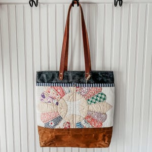 Bolsa Slim Tote, colcha vintage Dresden reaproveitada