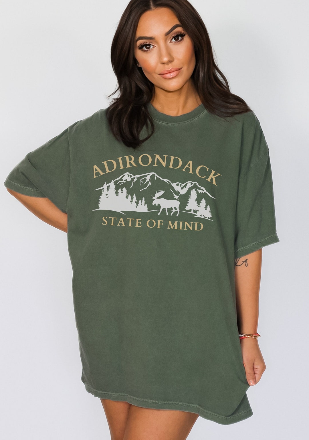 Adirondack Mountains T-shirt Hiking Gift for Her New York Oversized ...