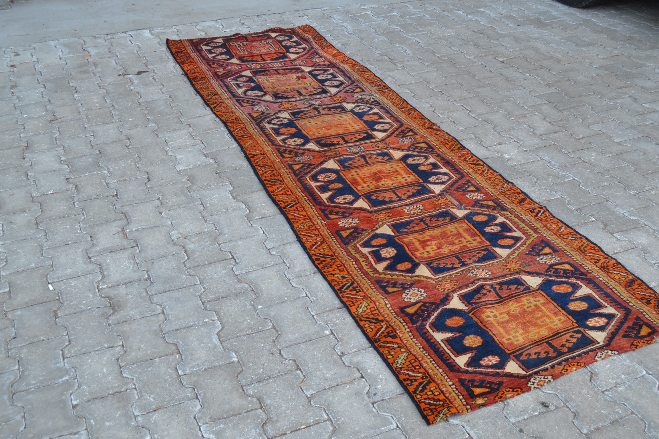 BIG DISCOUNT blue runner rug turkish rug vintage rug Etsy