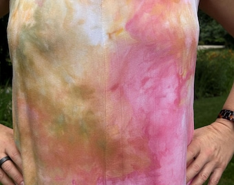 Mittelgroßer Tie Dye Rayon Strampler: Handgefärbter Overall mit weitem Bein